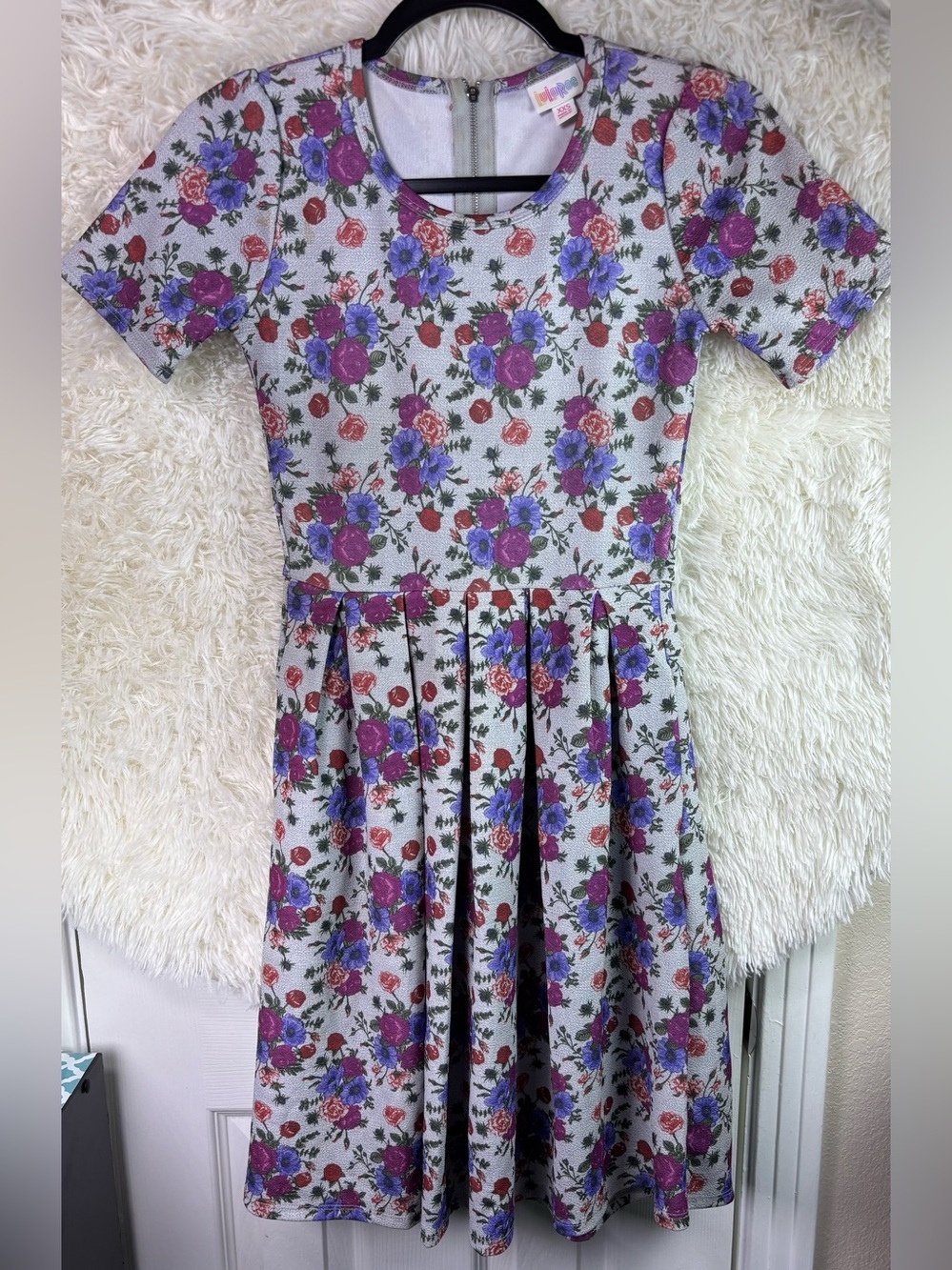 LuLaRoe Floral Mini Dress - Purple, Red, Green